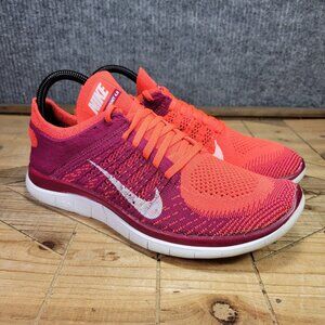 Nike Free Flyknit 4.0 631050-616 Womens 9.5 Running Shoes Purple Orange Sneakers